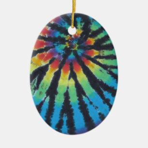 Ornamento De Cerâmica Rainbow Swirl Spiral Tie Dye PhatDyes