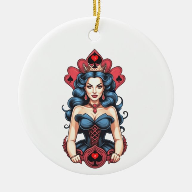 Ornamento De Cerâmica Rainha de Espadas Thunder_Cove (Frente)