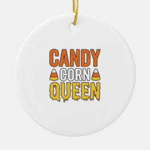 Ornamento De Cerâmica Rainha do Candy Corn Design de Camiseta de Hallowe