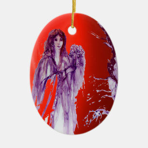 Ornamento De Cerâmica RAINHA GUINEVERE, azul vermelho roxo do REI ARTHUR