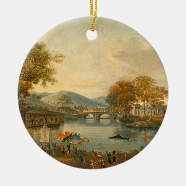 Ornamento De Cerâmica Rainha Henrietta Maria com senhor Jeffrey Hudson, (Frente)