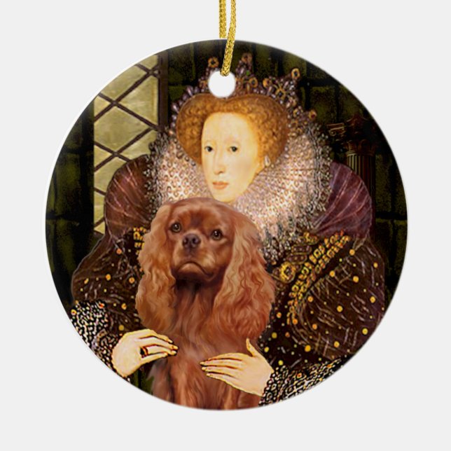 Ornamento De Cerâmica Rainha Liz I - Cavalier Rubi (Frente)