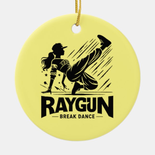 Ornamento De Cerâmica Raio Raygun, revólver, dança (Frente)