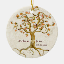 Ornamento De Cerâmica Raízes da Árvore de espiral Nomes Personalizados A