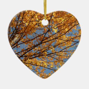 Ornamento De Cerâmica Ramais das Folhas de Maple II Orange Autumn