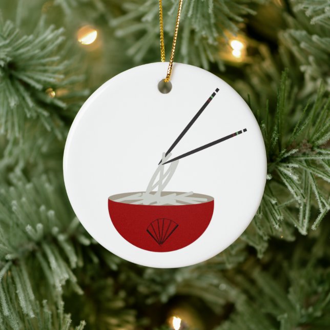 Ornamento De Cerâmica Ramen Noodles Asian Bowl Party (Árvore)