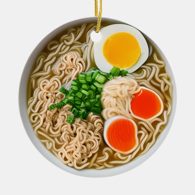 Ornamento De Cerâmica Ramen Noodles Pun Ornament Cerâmico de Natal (Frente)