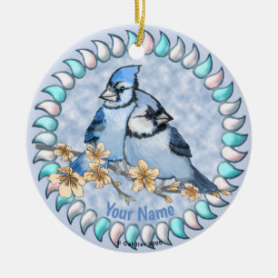 Ornamento De Cerâmica Ramificação Blue Jay