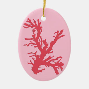 Ornamento De Cerâmica Ramificação de Coral, Sombras de Rosa de Coral