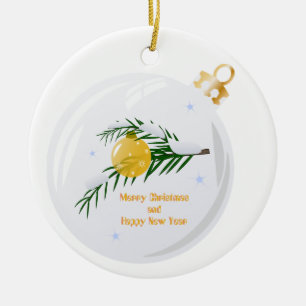 Ornamento De Cerâmica Ramificação de Natal decorada em bauble
