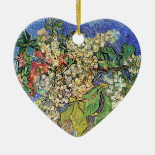 Ornamento De Cerâmica Ramos de Castanheira em Flor Vincent van Gogh.