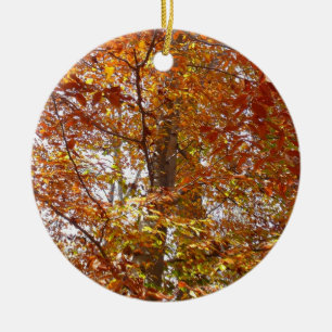 Ornamento De Cerâmica Ramos de Folhas Laranja Outono Natureza