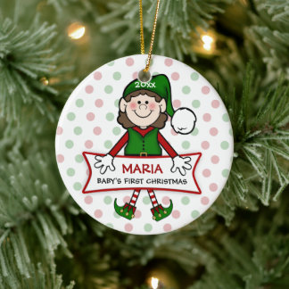 Ornamento De Cerâmica Rapariga de Natal de 1rua de bebê