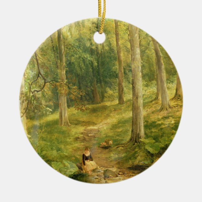 Ornamento De Cerâmica Rapariga que banha seus pés (Frente)