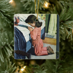 Ornamento De Cerâmica Rapariga Rezando na Hora da Morte, a Oração do Sen