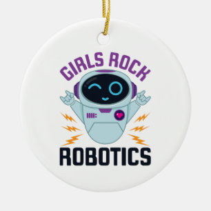 Ornamento De Cerâmica Raparigas Rock Robotics Cute Robot Team Women