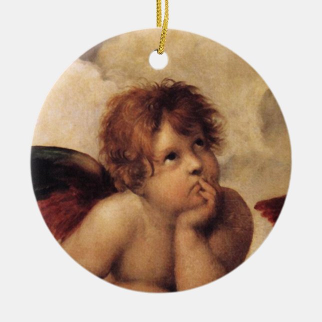 Ornamento De Cerâmica Raphael,Sistine Cherub (Frente)