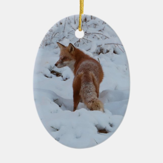Ornamento De Cerâmica Raposa de Inverno (Frente)