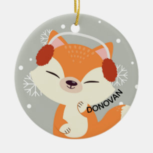 Ornamento De Cerâmica Raposa de Natal