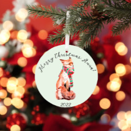 Ornamento De Cerâmica Raposa de Natal Personalizada