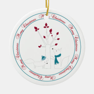 Ornamento De Cerâmica Raposa e Árvore de Natal Da Nossa Casa para a Sua