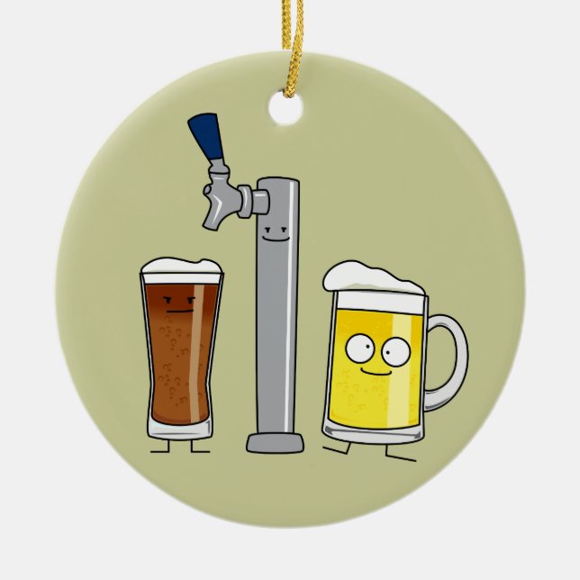 Ornamento De Cerâmica Rascunho Beer tap stout álcool espuma bebado (Frente)