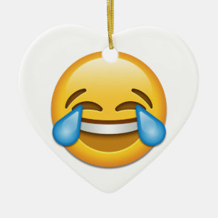 Ornamento De Cerâmica Rasgos do emoji da alegria engraçados