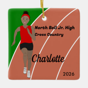 Ornamento De Cerâmica Rastrear e Garota Negra Cabelo Vermelho