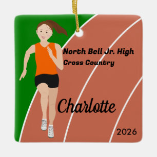 Ornamento De Cerâmica Rastreio e Garota Marrom Cabelo Laranja