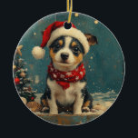 Ornamento De Cerâmica Rat Terrier Dog Christmas Vintage Beach<br><div class="desc">Traga o calor dos feriados para a costa com esta charmosa design inspirada na vintagem, que apresenta um cão festivo sentado numa praia serena. Com um clássico toque de feriado de tons nostálgicos e vibrações costeiras, esta trabalho de arte captura a magia do Natal pelo mar. Perfeito para espalhar alegria...</div>