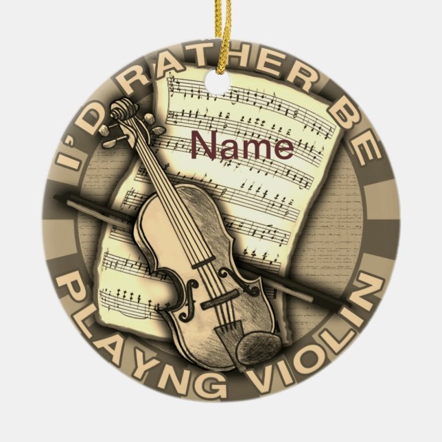Ornamento De Cerâmica Rather Play Violin (Frente)