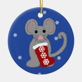 Ornamento De Cerâmica Rato de Natal