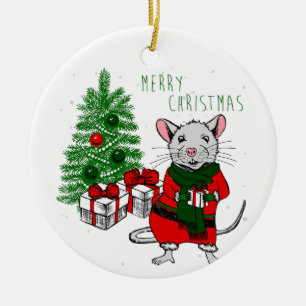Ornamento De Cerâmica rato de Natal