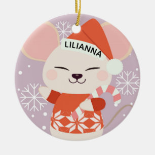 Ornamento De Cerâmica Rato de Natal bonito