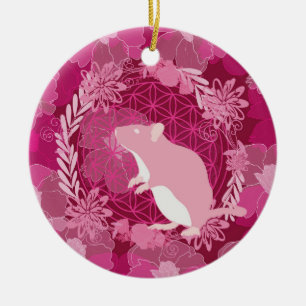 Ornamento De Cerâmica rato,flor da vida, rosa, mandala,zen,chakra,padrão