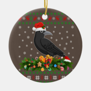 Ornamento De Cerâmica Raven Crow Bird Lover Xmas Santa Hat Ugly Crow