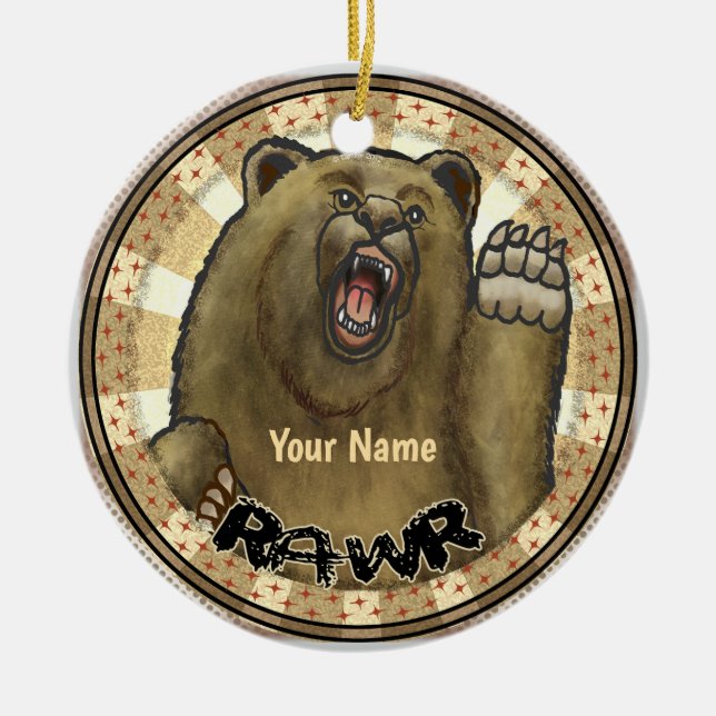 Ornamento De Cerâmica Rawr Bear (Frente)