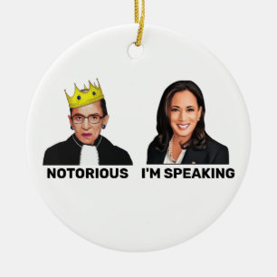 Ornamento De Cerâmica RBG Notorious Kamala Harris, estou falando