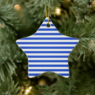 Ornamento De Cerâmica Real Blue Combination Stripes por Shirley Taylor