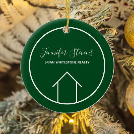 Ornamento De Cerâmica Real Estate Company Personalizada Green Christmas