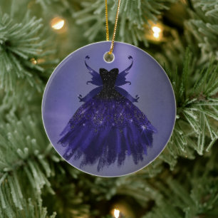 Ornamento De Cerâmica Real Purple Moody Brilhante Pixie Wing Ball Gown