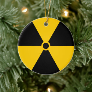 Ornamento De Cerâmica Reator Nuclear Radioativo Amarelo e Negro