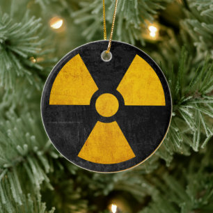 Ornamento De Cerâmica Reator Nuclear Radioativo Amarelo e Negro Ceram