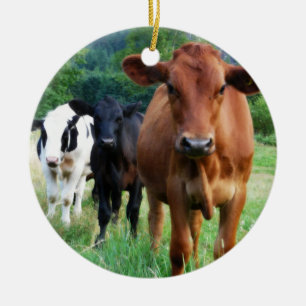 Ornamento De Cerâmica Rebanho pequeno de três vacas