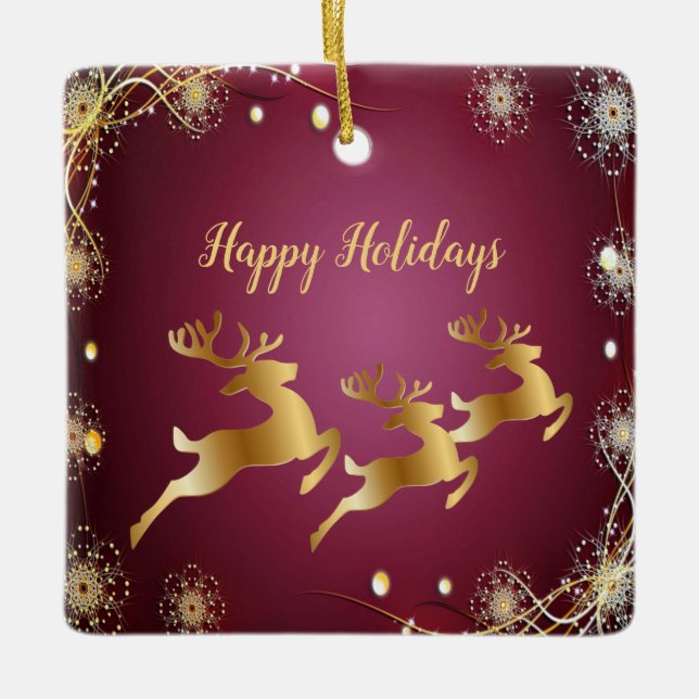 Ornamento De Cerâmica Rebeldes do Ouro do Partido do Natal - Elegante Ro (Frente)