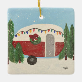Ornamento De Cerâmica Reboque de acampamento de Natal no Natal