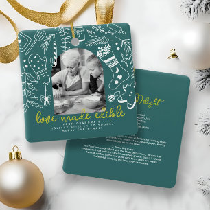 Ornamento De Cerâmica Receita de Natal de Holiday Baking Green