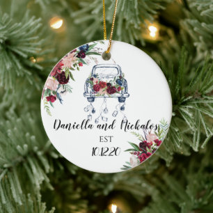 Ornamento De Cerâmica Recem casados de Carro vintage recém-lançado