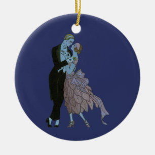 Ornamento De Cerâmica Recém-casados Vintage Art Déco, Dança de Casamento