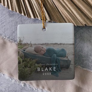 Ornamento De Cerâmica Recém-Natal do Chic Baby Sobreposição de Fotos